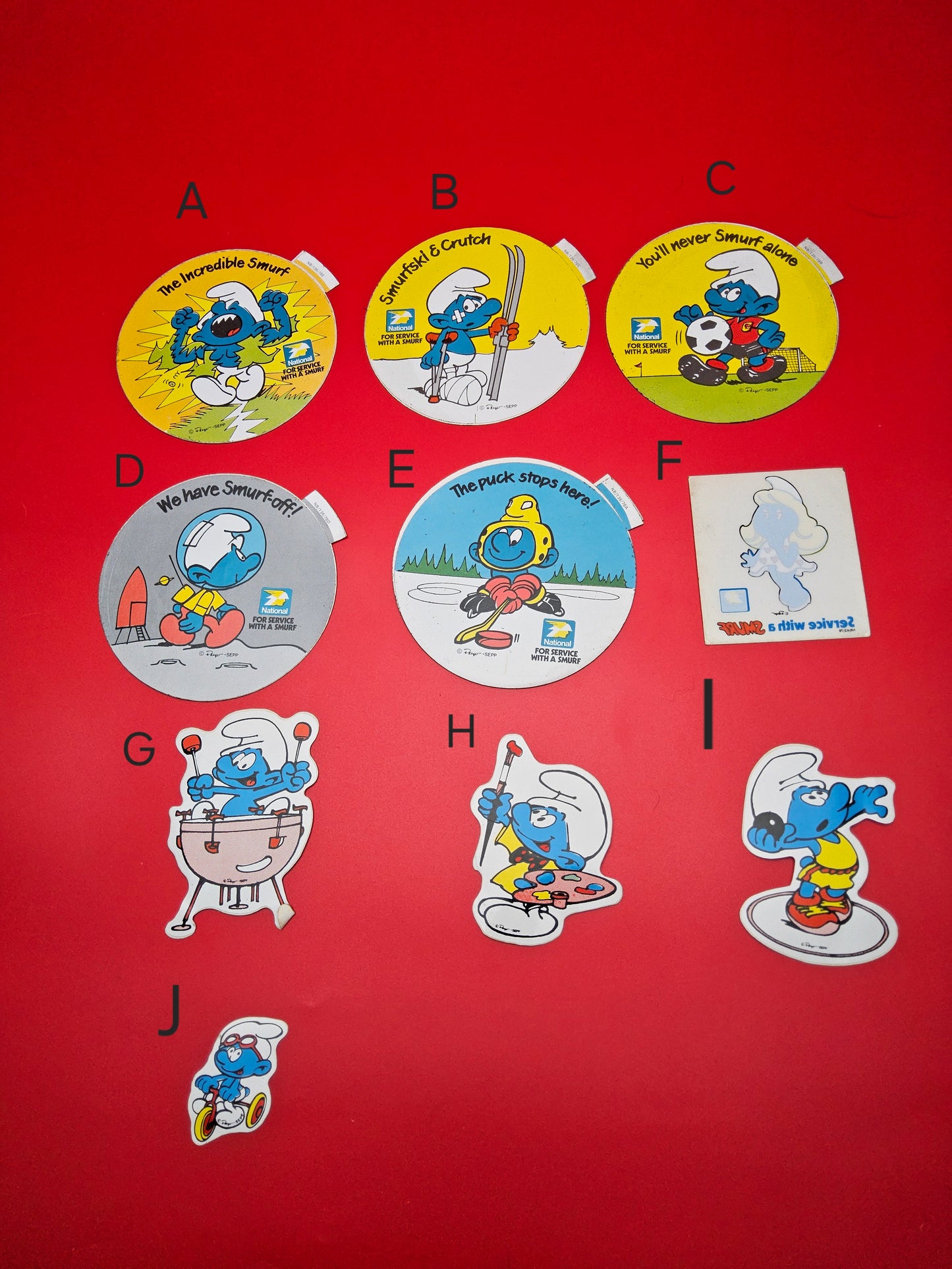 Vintage schleich smurf stickers
