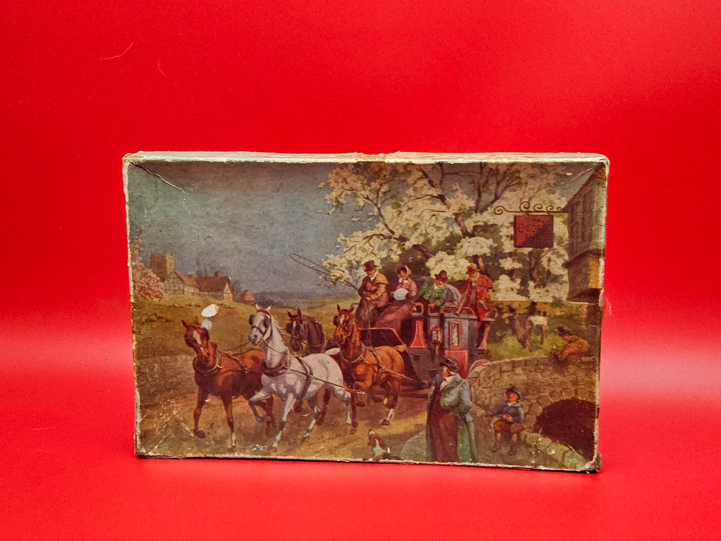 Vintage jigsaw puzzle carriage scene