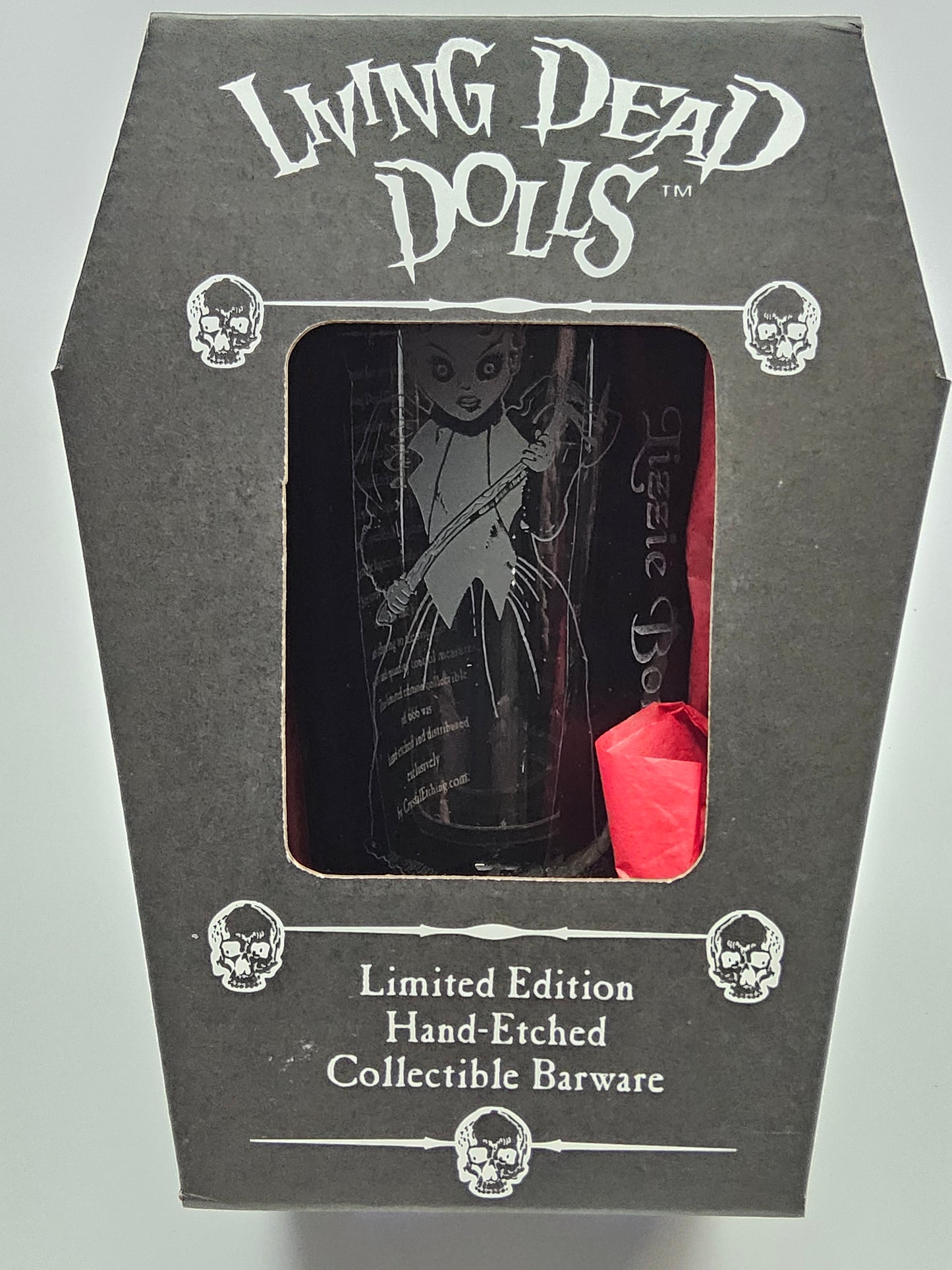 Living dead doll collectors etched glasses