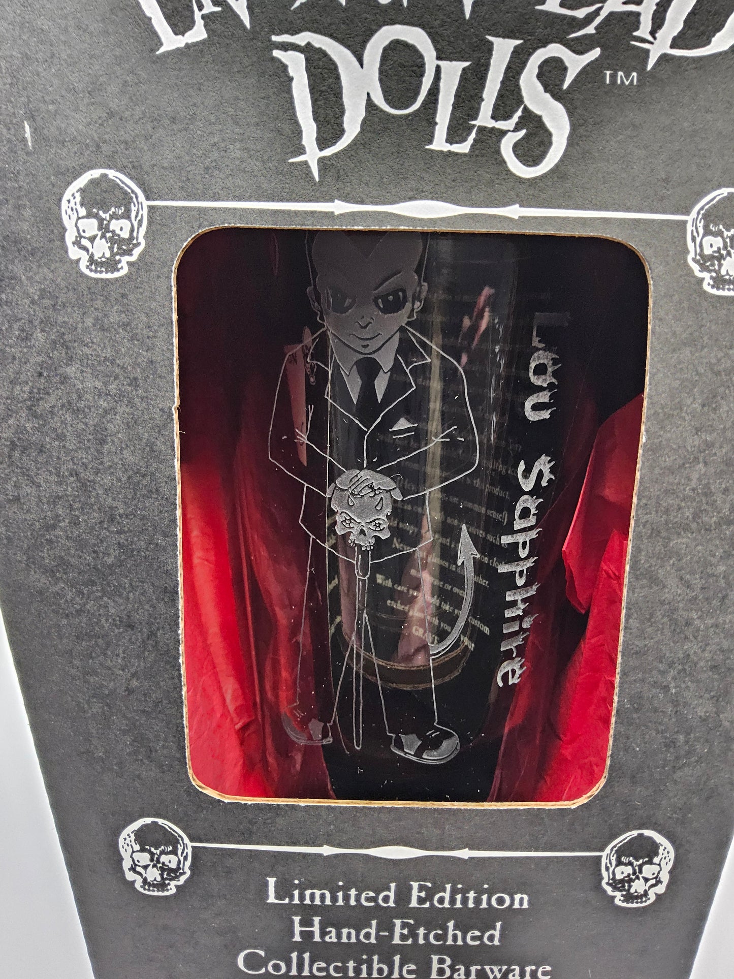 Living dead doll collectors etched glasses