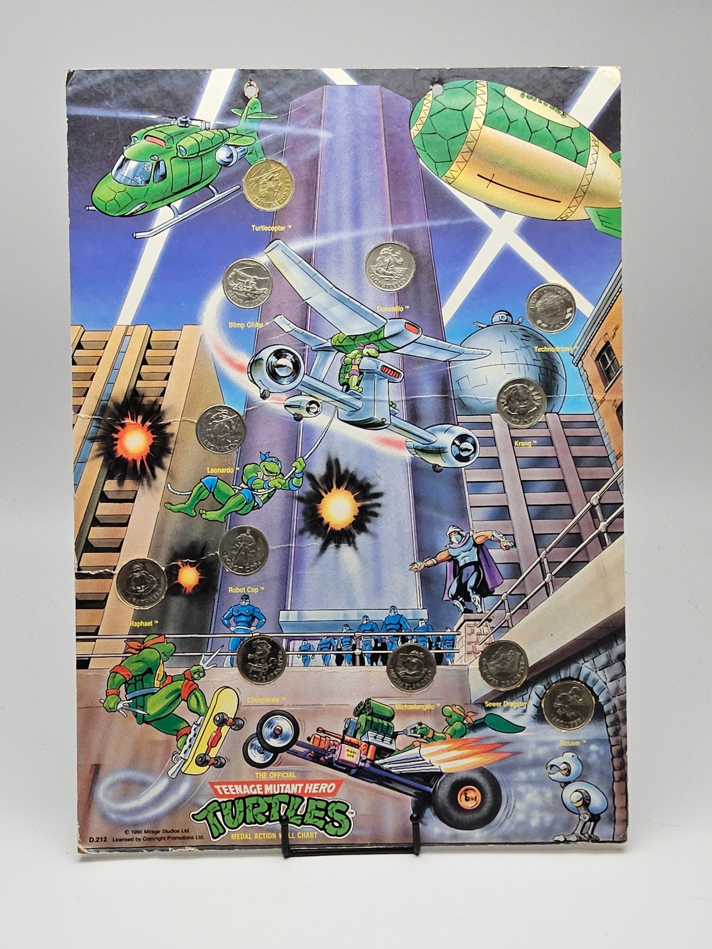 Teenage mutant ninja turtles coin collection kn display board