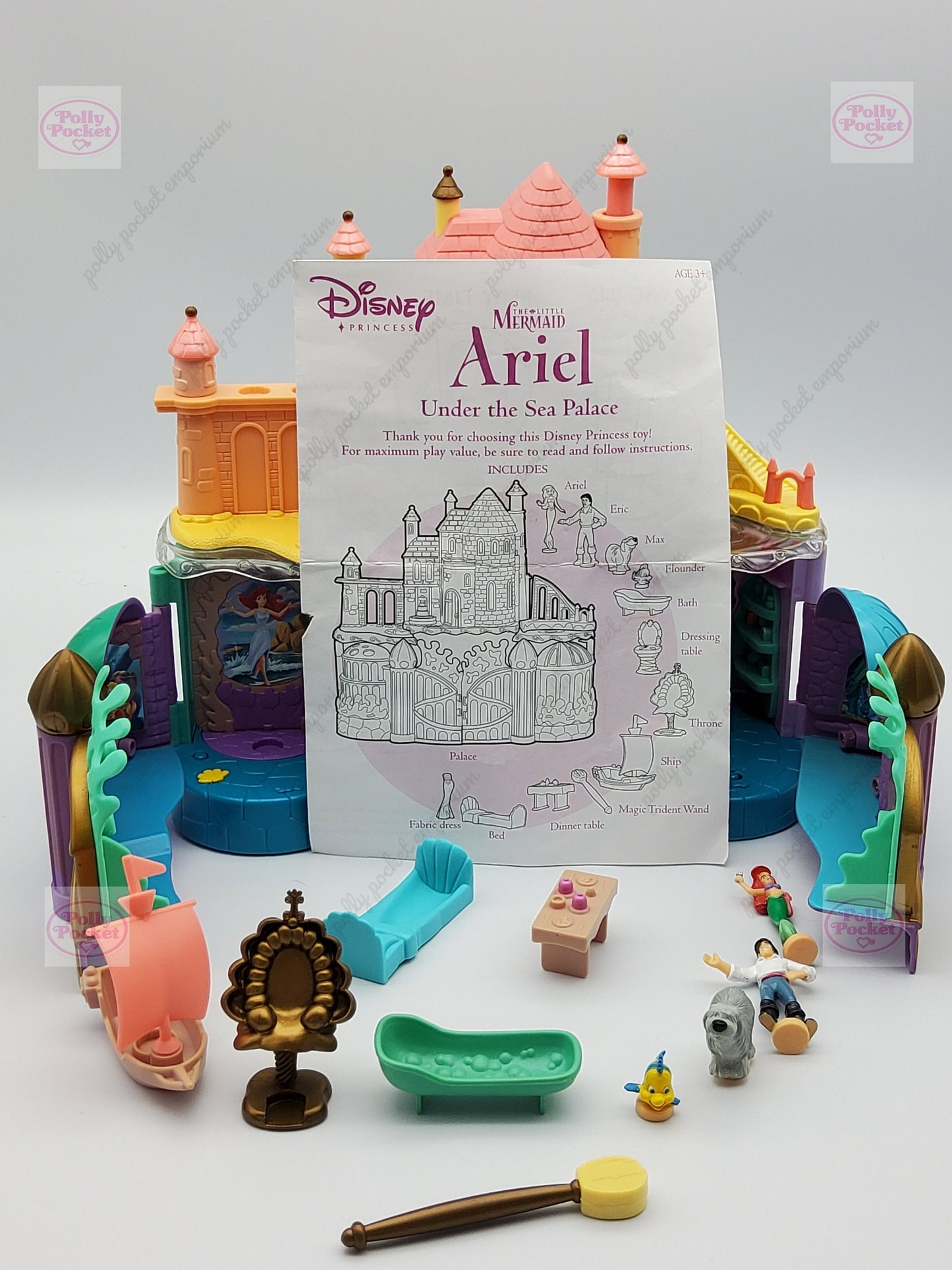 Polly pocket type little mermaid under the sea castle with characters and accessories