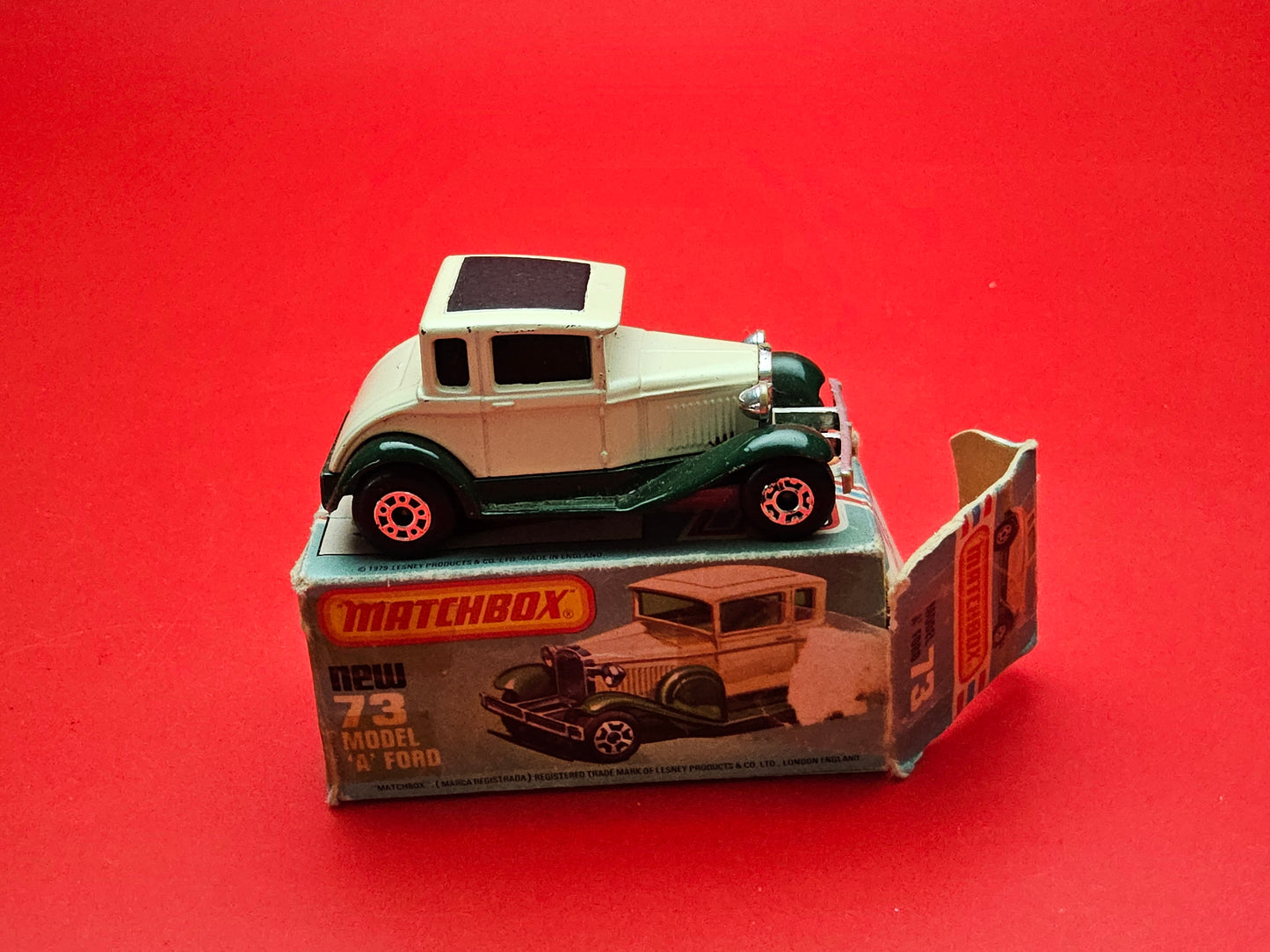 Matchbox #73 model A Ford in cream with original box