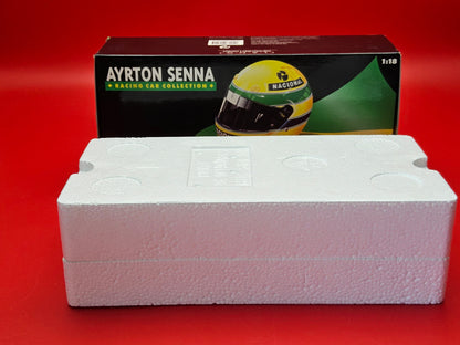 Rare Ayrton Senna racing car 1:18 scale model in original packaging