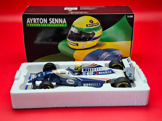 Rare Ayrton Senna racing car 1:18 scale model in original packaging