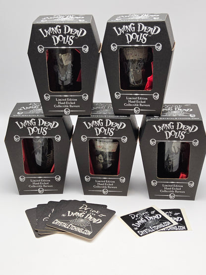Living dead doll collectors etched glasses