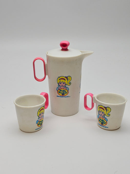 Polly pocket tea pot and 2 cups