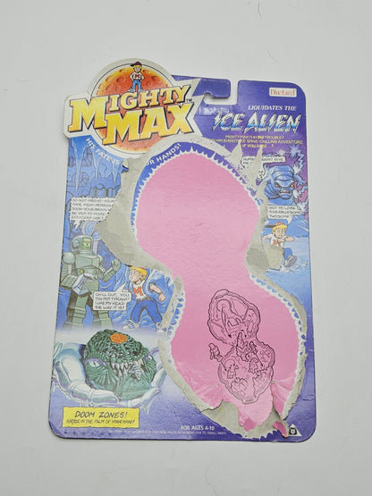 Mighty max liquidates the ice alien with backing card