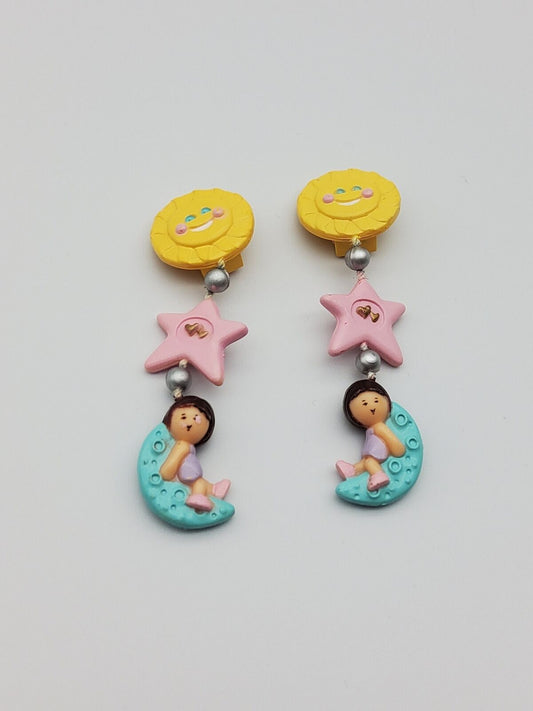 Polly pocket star dream dangle earrings 100% complete