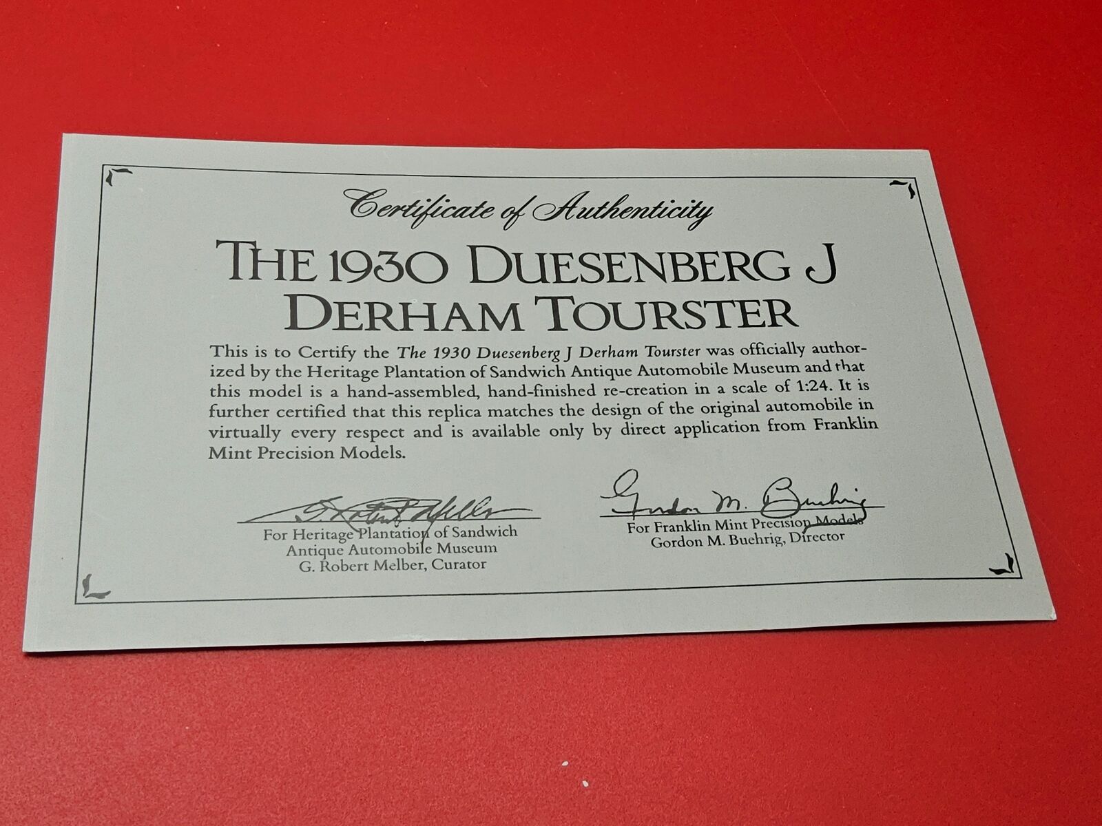 Franklin mint 1930 Duesenberg J Derham Tourster with original packaging