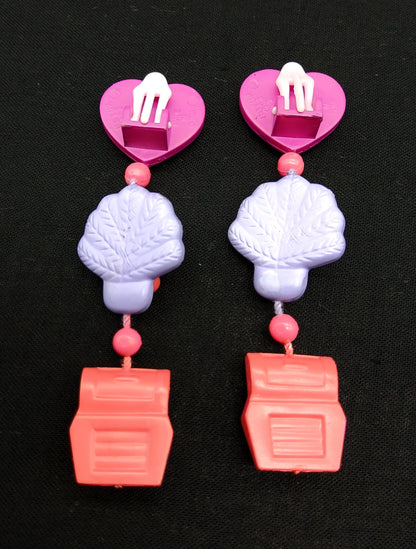 RARE Polly pocket princess Yasmine clip on earrings (dark pink variation)