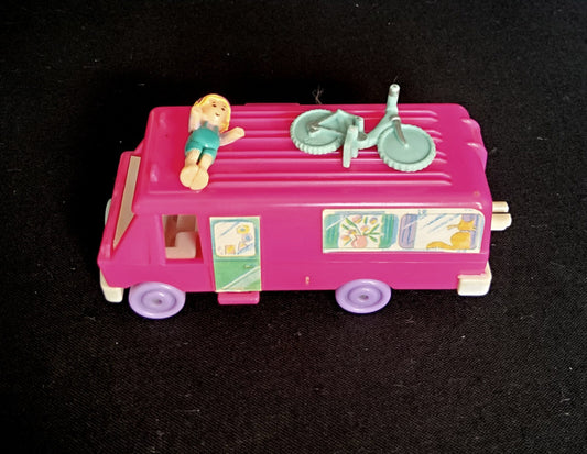 Polly pocket home on the go with doll and bike