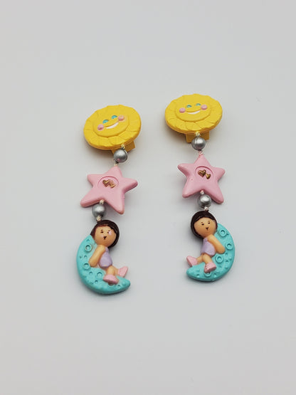 Polly pocket  star dream dangle earrings 100% complete