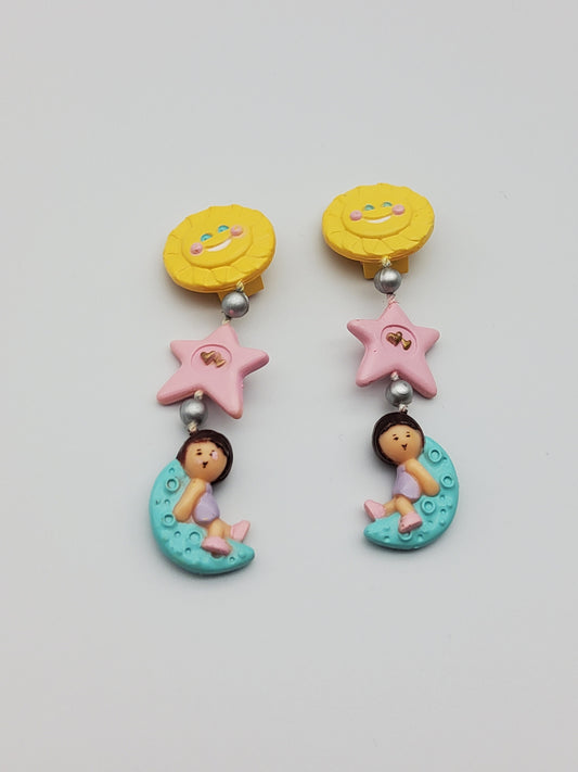 Polly pocket  star dream dangle earrings 100% complete