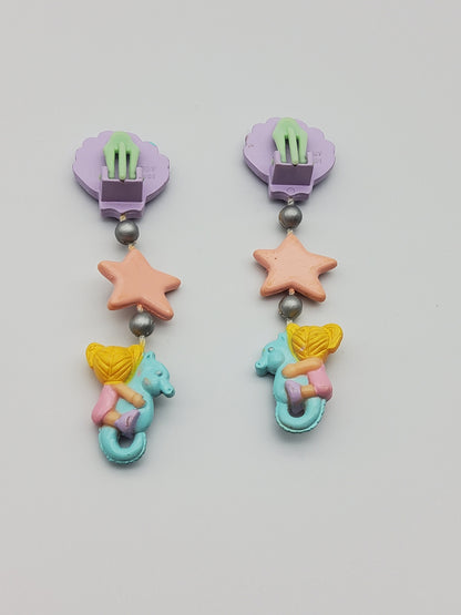 Polly pocket princess seashell dangle earrings 100% complete